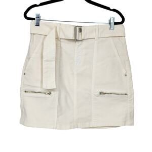 GRLFRND Denim Jean Belted Ariana Zipper Pockets Mini Skirt In Bond Size 27
